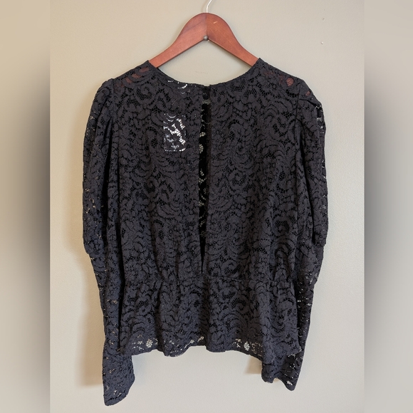 H&M Lace Puff Sleeve Peplum Top NWT Size Large - Picture 2 of 9